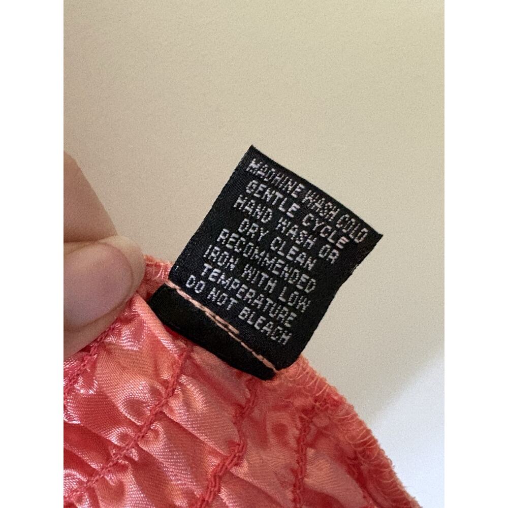 Vintage Y2K Sherbet Orange & pink Coral Corset Top Smocked Ruffle Blouse Large - Picture 7 of 8